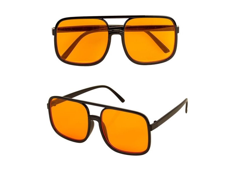 Svarta glasögon med orange glas | Leksaker - Rollek - Kostym tillbehör | GameStuff
