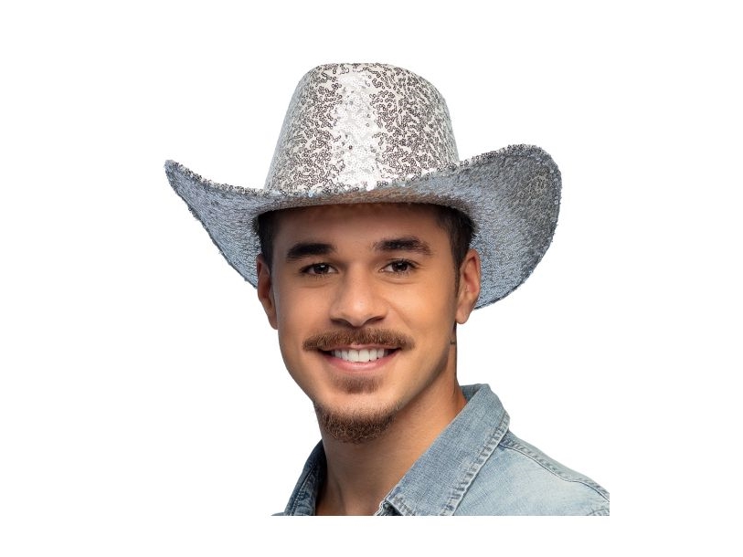 Silberner Pailletten-Cowboyhut