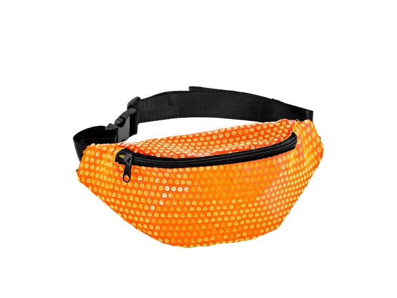 Neonorangefarbene Pailletten-Gürteltasche