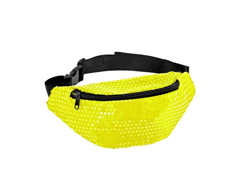Neongelbe Pailletten-Gürteltasche