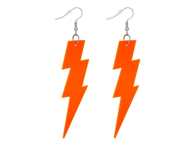Neonorangefarbene Blitz-Ohrringe