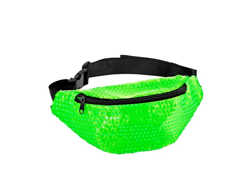 Neongrüne Pailletten-Gürteltasche