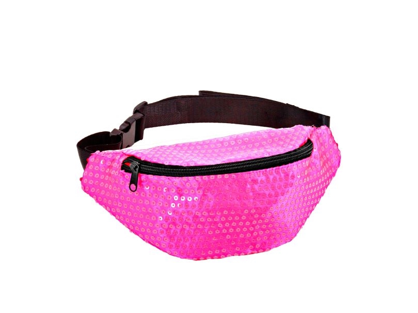 Neonpinke Pailletten-Gürteltasche