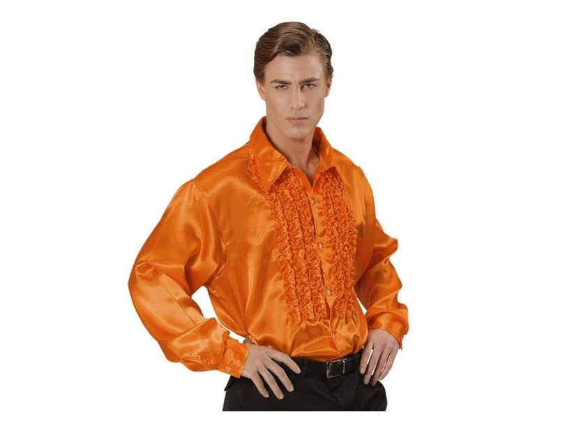 Orange Rüschenhemd (70Er/80Er Herren-Kostüm)