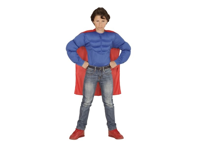 Blaue Muskelbluse Mit Umhang