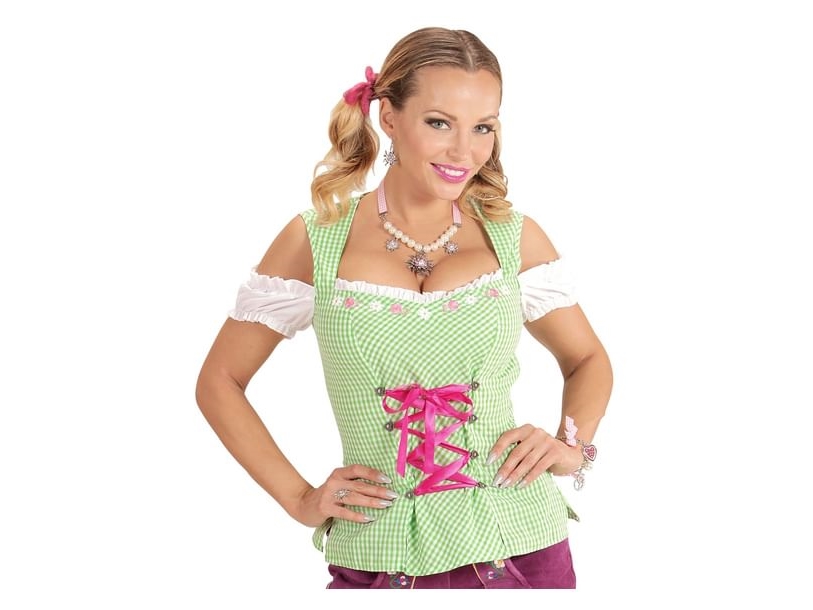 Grün-Weiße Tiroler Bluse