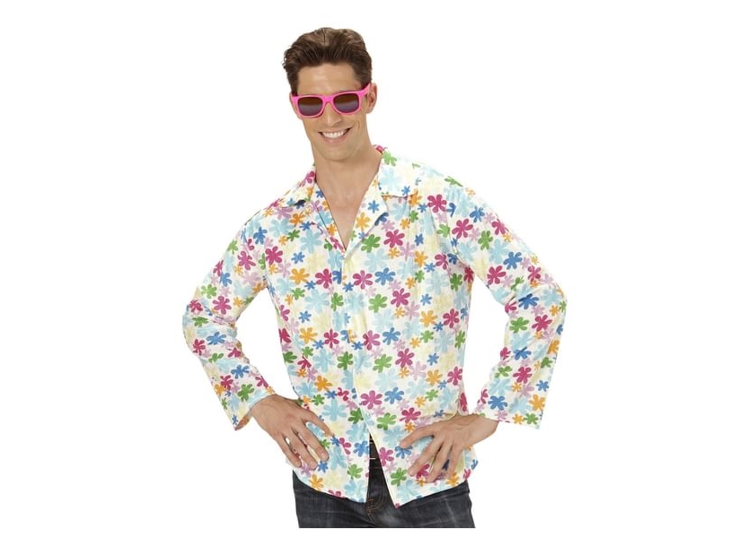 Weißes Hippie-Flower-Hemd
