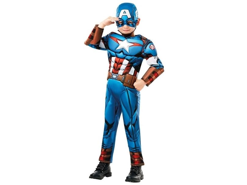 Captain America Børnekostume Deluxe - Medium