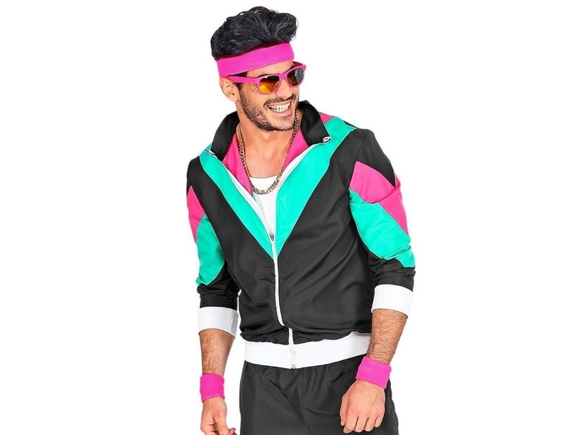 Sort 80er Joggingdragt kostume