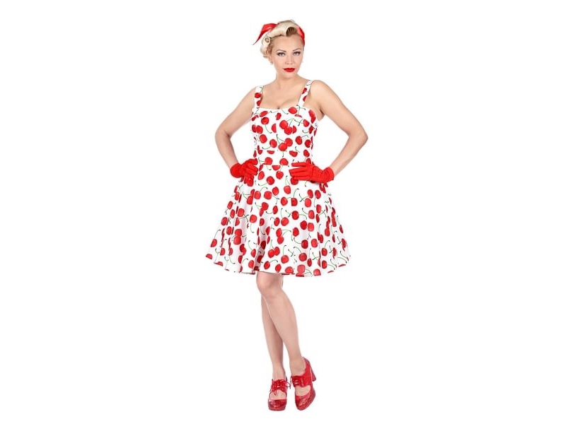 Weiße 50Er-Jahre-Kleid Mit Kirschen