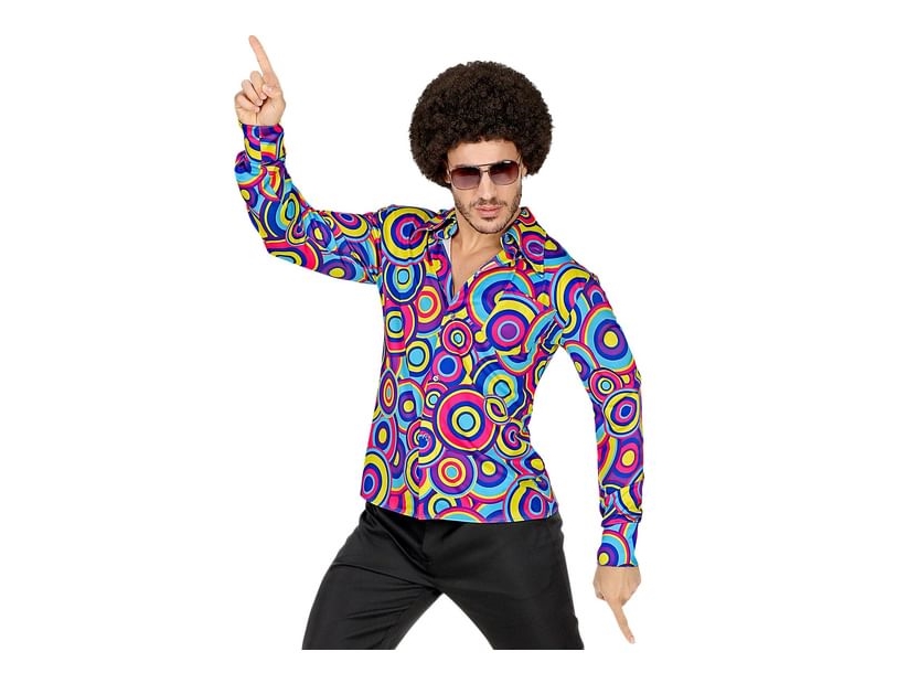 70Er Jahre Groovy Hemd, Blaue Blasen