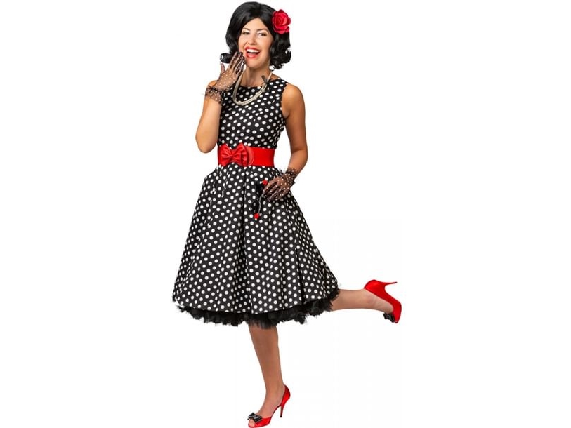 Rockabilly-Kleid Mit Weißen Tupfen