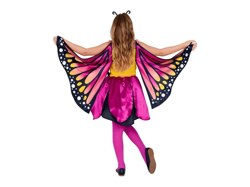 Lyserød/Gul Sommerfugl Børnekostume - X-Large