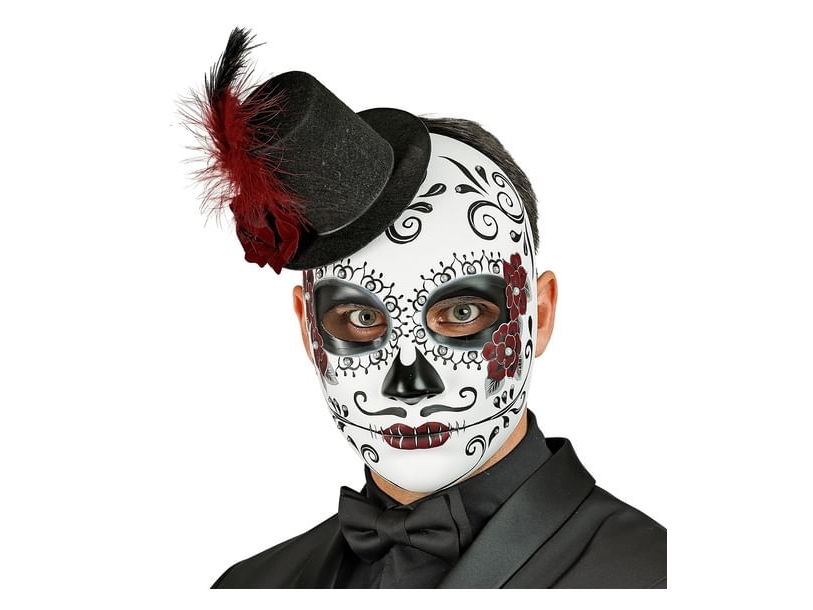 Tag Der Toten Halbmaske Mit Mini-Hut