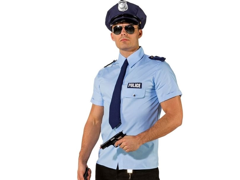 Blaues Polizeihemd Mit Krawatte