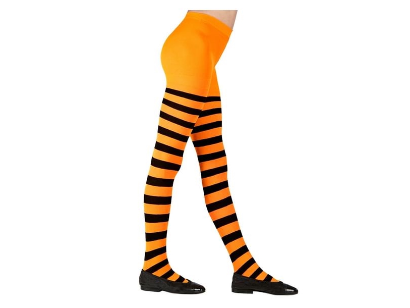 Sort og orange stribede strømpebukser til børn