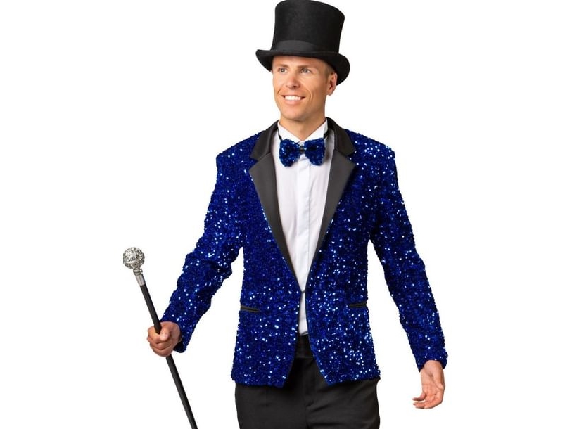 Blaue Paillettenjacke, Luxe