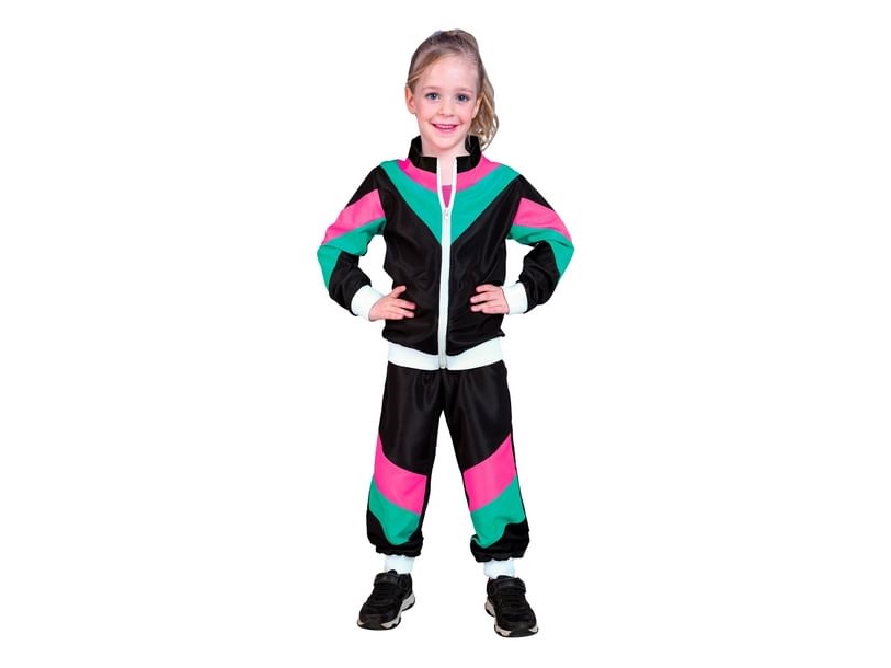 Sort 80er joggingdragt kostume