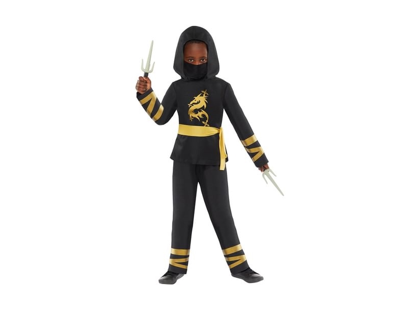 Guld Drag Ninja Kostüm