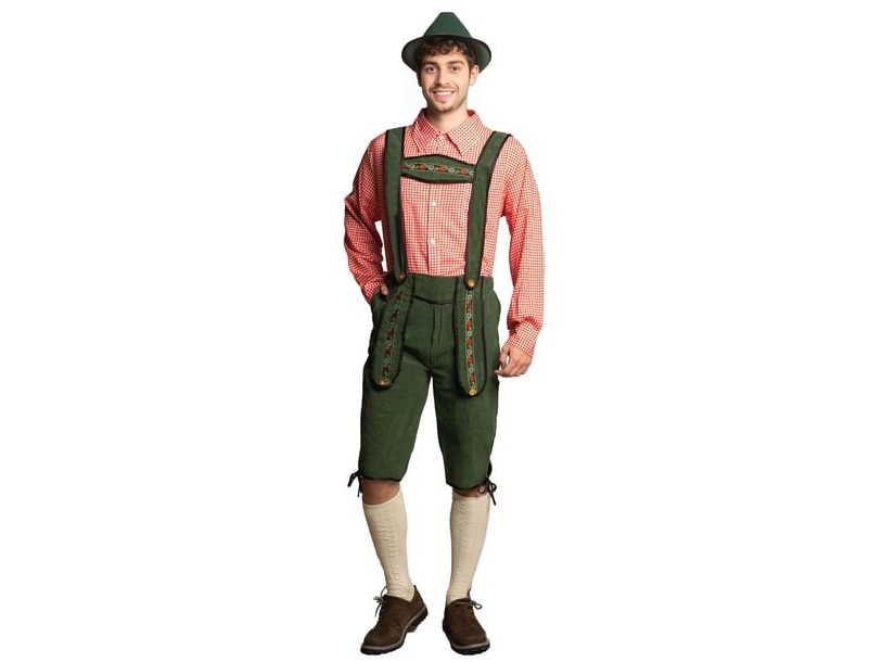 Vihreät tirolilaiset housut ja paita