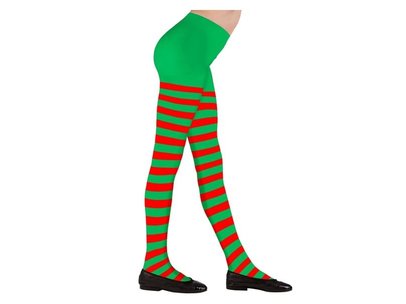 Rød og grøn stribet strømpebukser, barn