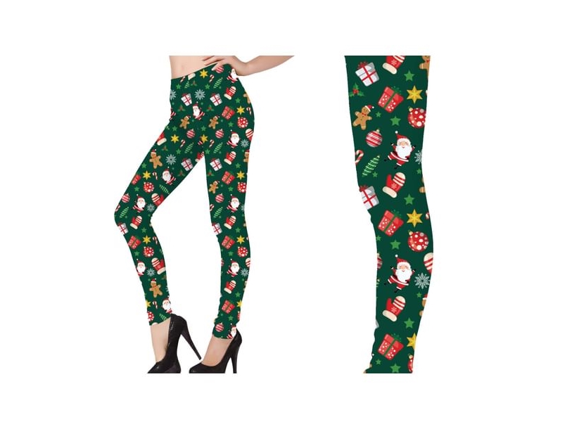 Grüne Leggings Mit Weihnachtsmotiv