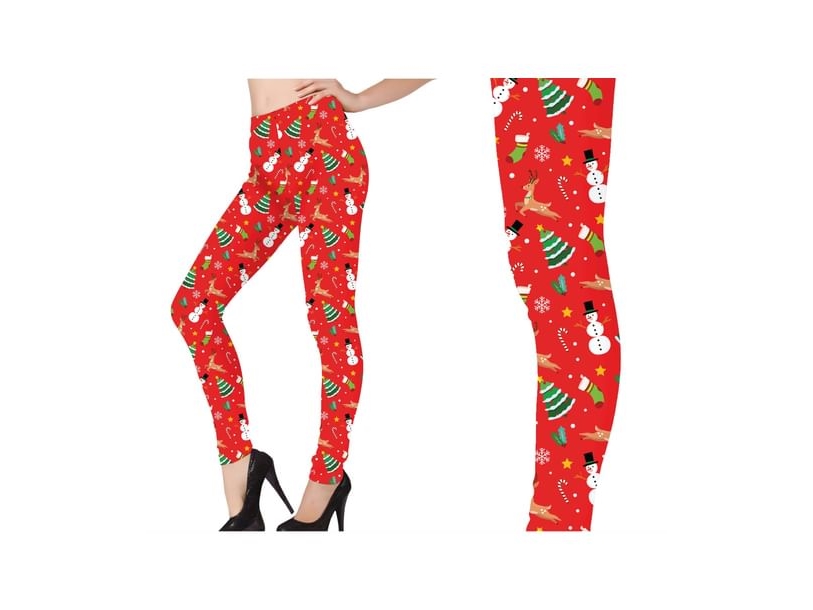 Røde leggings med julemotiv