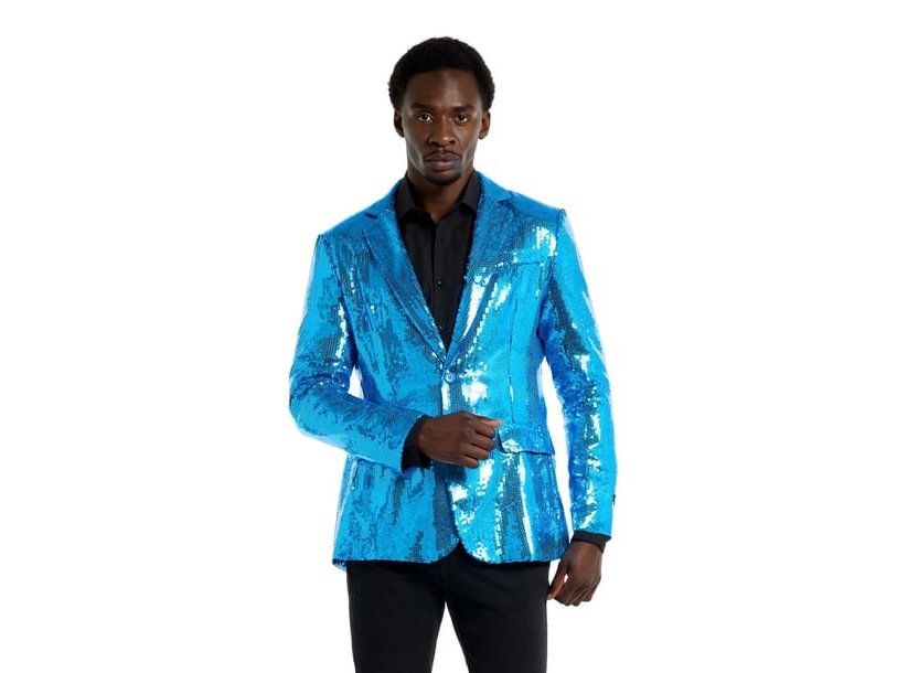 Blaue Paillettenjacke