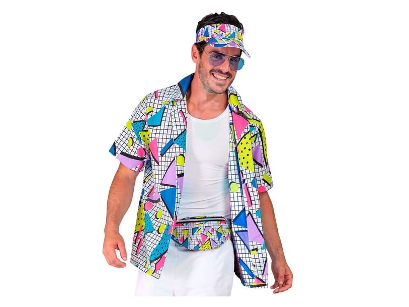 80Er Jahre Funky Shirt, Weiß