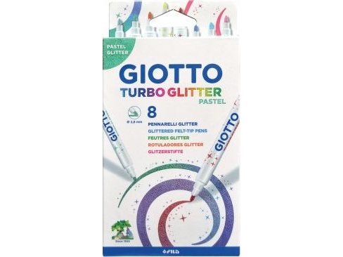 Giotto Mica Colours (Turbo Glitter) 8 Pastellfarben - Tinte Auf Wasserbasis