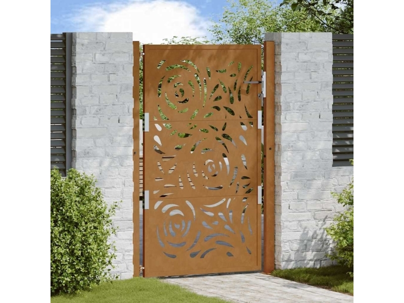 Puutarhaportti 105x155 cm Ruostumatonta terästä Liekkikuviointi