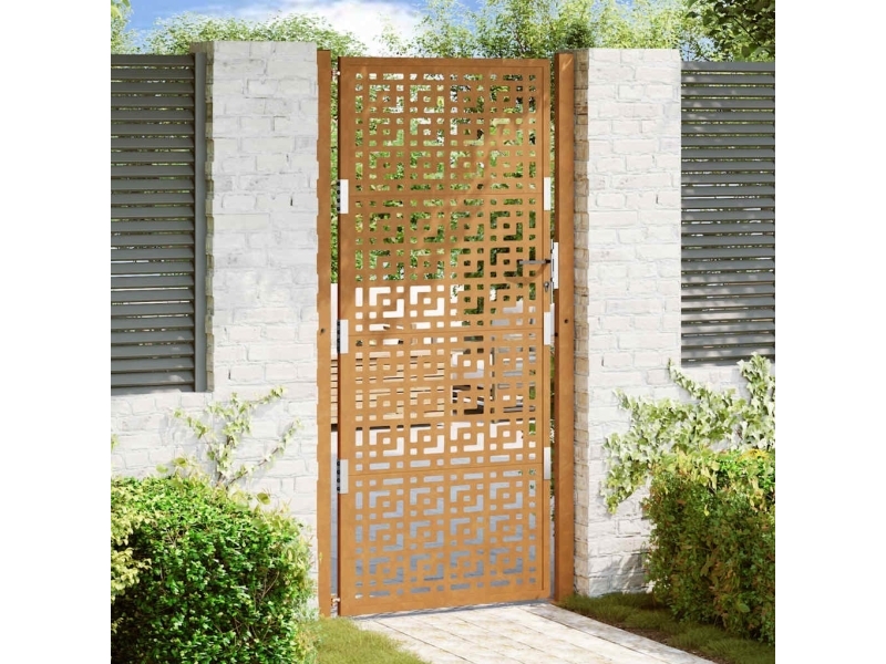 Trädgårdsgrind 105x205 cm rostfritt stål korsmönster | Grill, Bål & Terrasse - Terrass - Staket & Avskärmning | GameStuff
