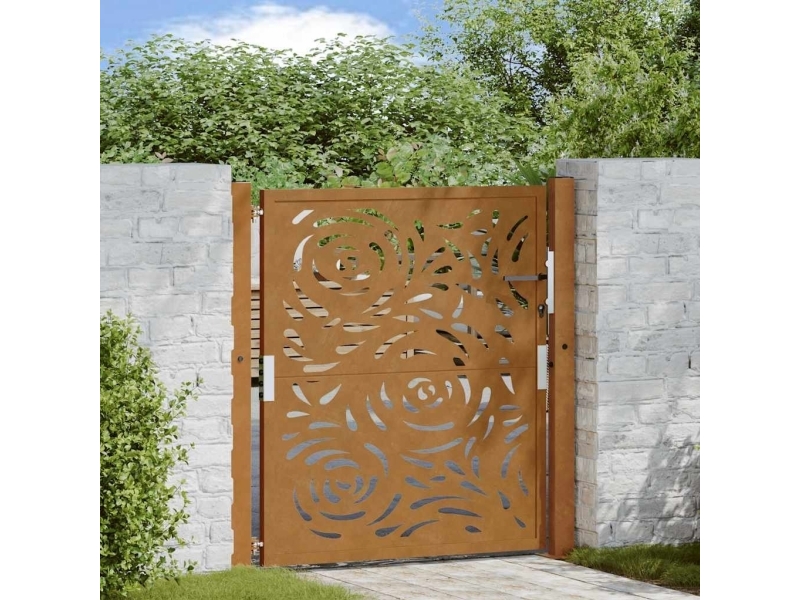 Puutarhaportti 105x105 cm Ruostumaton teräs Liekkikuviointi