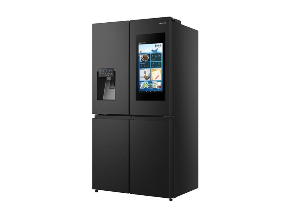 Hisense RQ760N4IFE - Kylskåp/frys - nedre frys med fransk dörr med vattenbehållare, isbehållare - Wi-Fi - bredd: 91.4 cm - djup: 72.5 cm - höjd: 178.5 cm - 577 liter - Klass E - svart | Vitvaror - Kyl & Frys - Side-by-Side | GameStuff