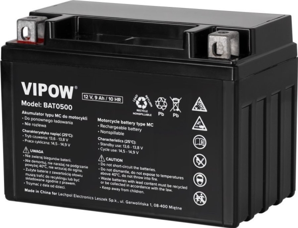 Švino Akumuliatorius Motociklams Vipow - 12V 8Ah