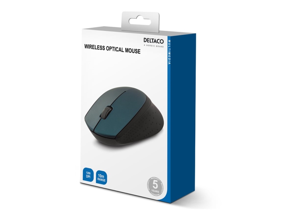 Deltaco Ms-461, Beidhändig, Optisch, Rf Wireless, 1200 Dpi, Schwarz, Grün