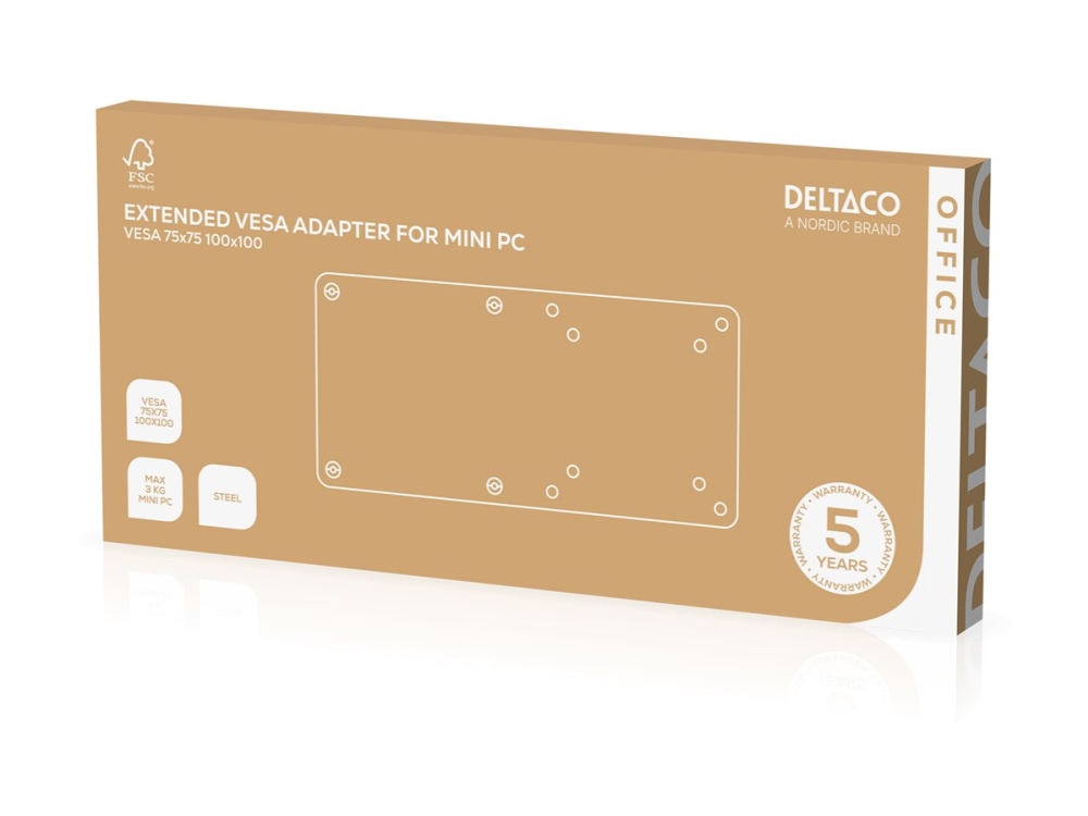 DELTACO Office ARM-0541 - Monteringskomponent (VSA-adapter) - för mini-PC - stål - mattsvart - bakom platt panel | Spel - Bildskärmar & tillbehör - Bord & väggfäste | GameStuff