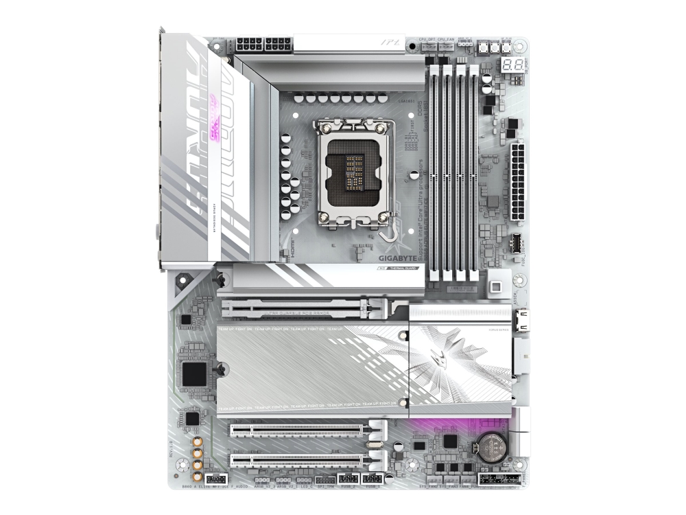AORUS B860 ELITE WIFI7 ICE - Moderkort - ATX - LGA1851-uttag - B860 Chipuppsättning - USB4, USB-C 3.2 Gen2, USB 3.2 Gen 1, USB 3.2 Gen 2 - Bluetooth, 2.5 Gigabit LAN, Wi-Fi 7 - inbyggda grafiken (CPU krävs) - HD Audio | Datorkomponenter - Moderkort - Intel Moderkort | GameStuff
