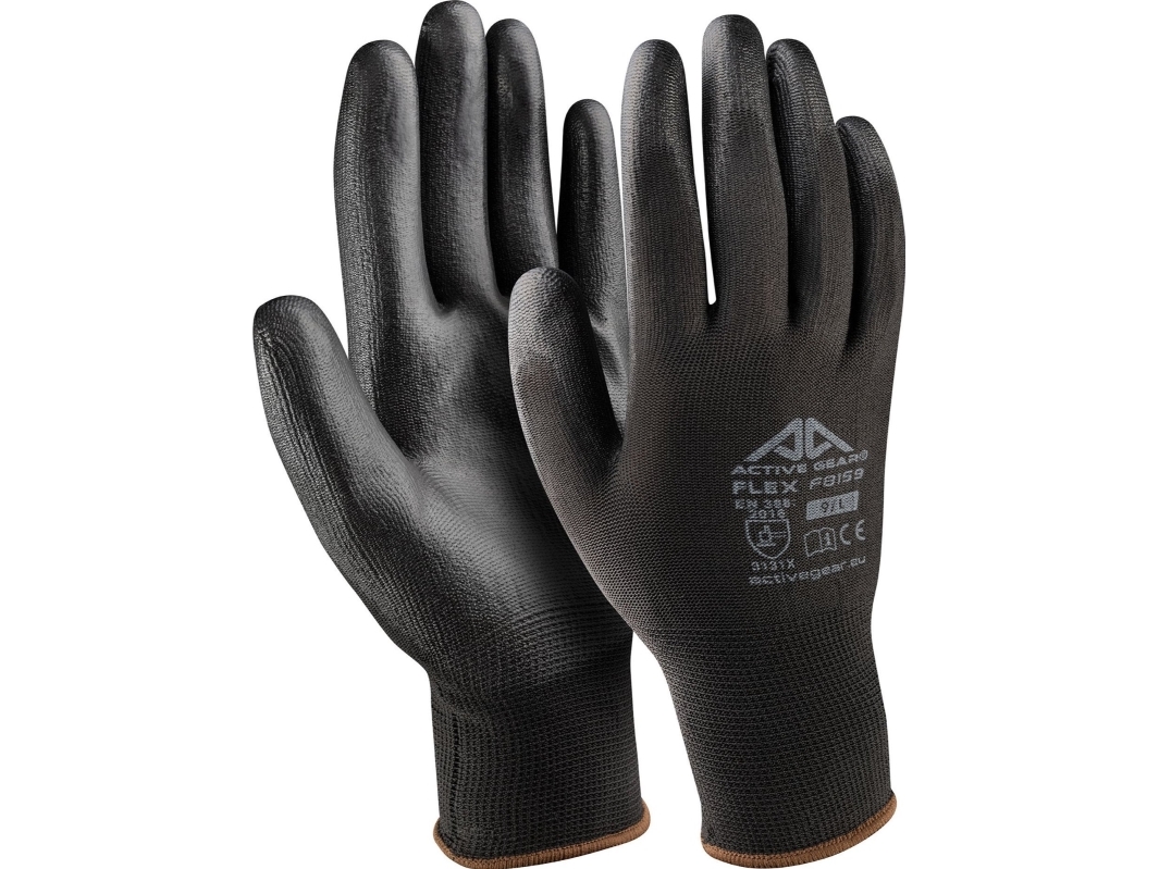 Active Gear Sorte Polyuretanhandsker Xl 12 Stk.