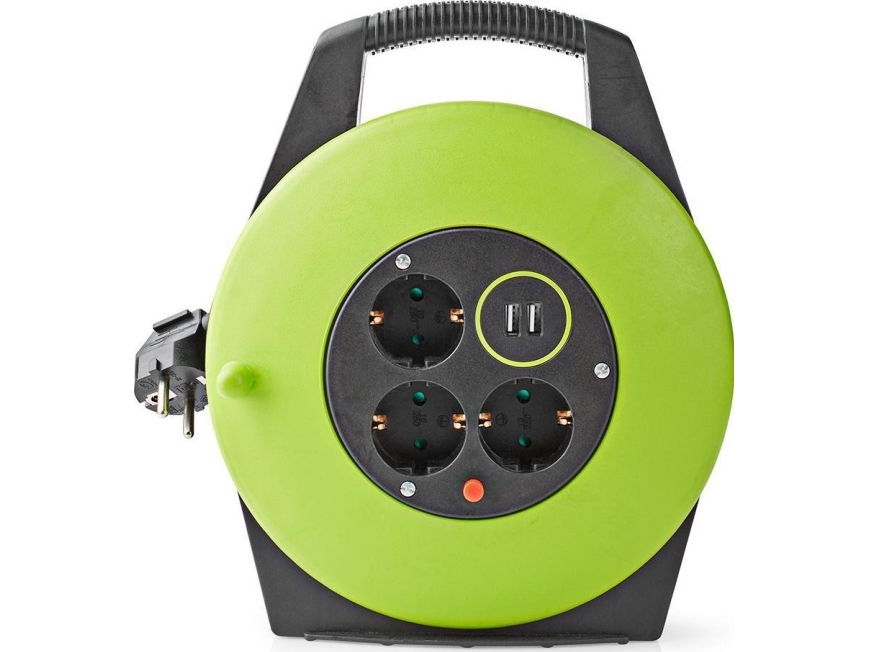 Nedis PECCR10UFGN, Svart, Grön, Polyvinylklorid (PVC), 3 AC-utgångar, Typ F, Typ F, Vinklad