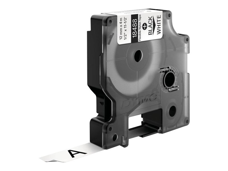 Dymo Ind - Nylon - Klæbemiddel - Sort På Hvid - Rulle (1,2 Cm X 4 M) 1 Kassette Fleksibel Mærkattape - For Rhino 4200, 4200 Kit, 5200, 5200 Hard C