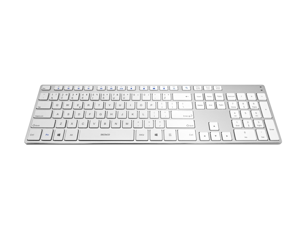 Deltaco Tb-802-W-Lt, Volle Größe (100%), Kabellos, Rf Wireless, Scherenschalter, Weiß, Silber, Maus Enthalten