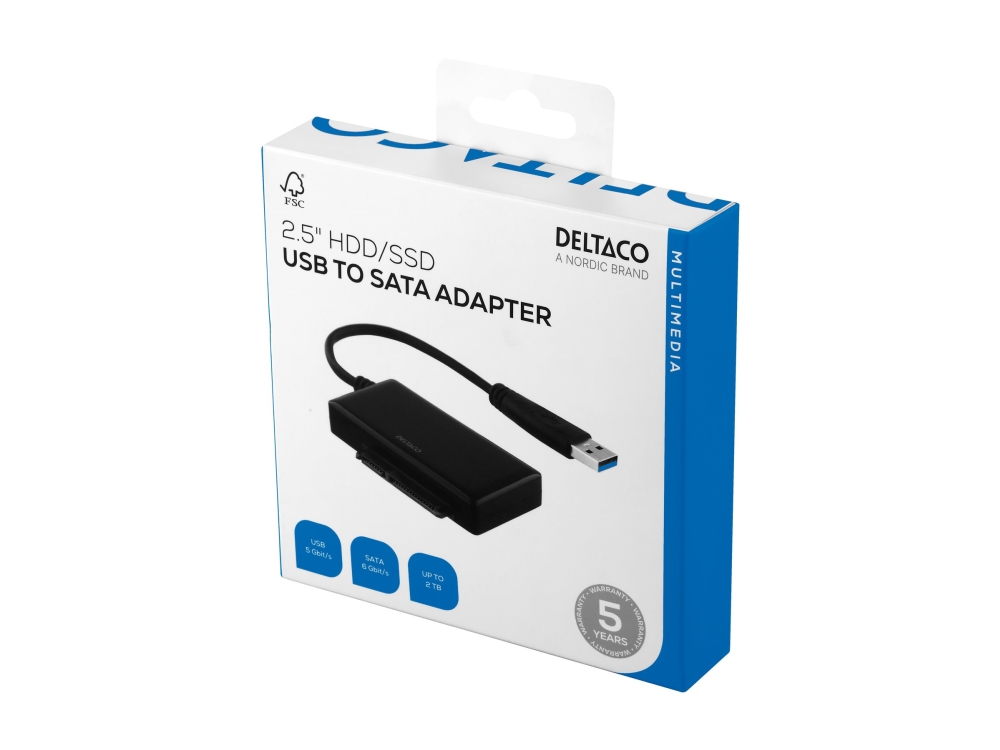Deltaco Usb3-Sata6g2 - Lagringskontrol - 2.5" - Sata 6Gb/S - Usb 3.0 - Sort
