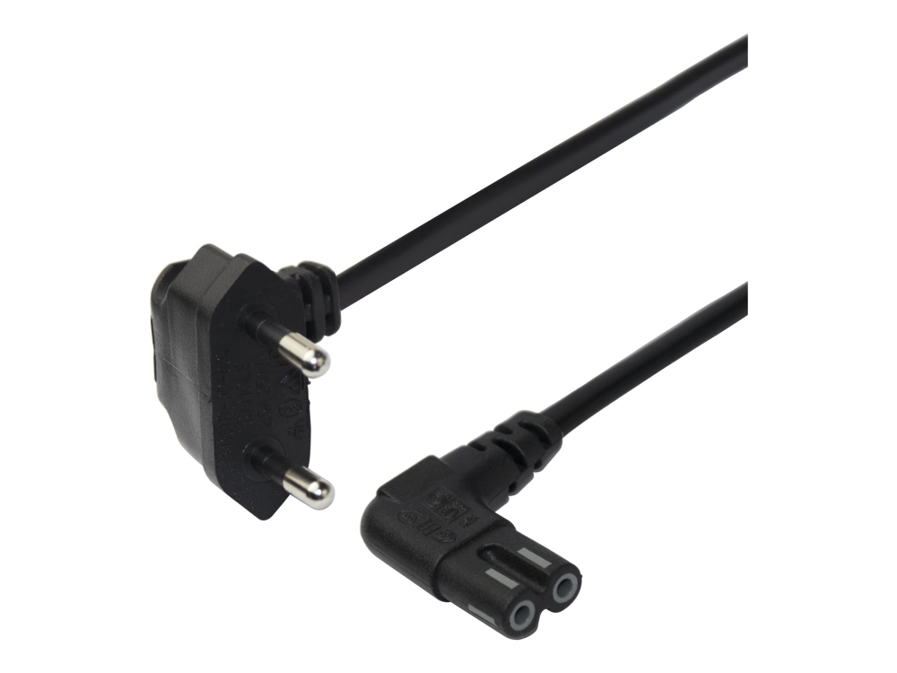 Deltaco - Strømkabel - Europlug Til Power Iec 60320 C7 Vinklet - 3 M - Sort