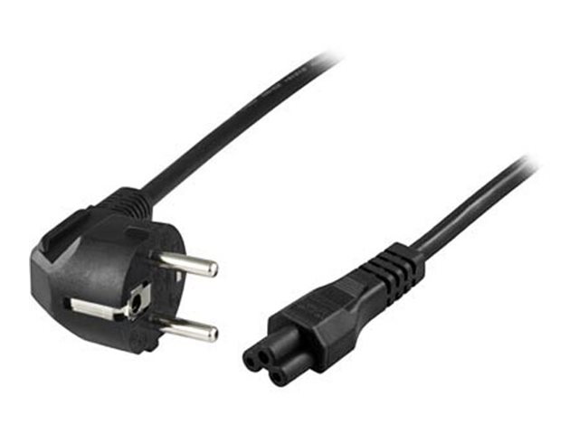 DELTACO DEL-109CA-50 - Strømkabel - power CEE 7/7 (han) vinklet til IEC 60320 C5 lige - AC 250 V - 2.5 A - 50 cm - sort