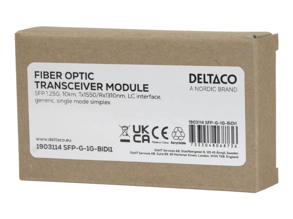 Deltaco Sfp-G-1G-Bidi1, Faseroptik, 1250 Mbit/S, Sfp, Lc, 10000 M, 1550 Nm