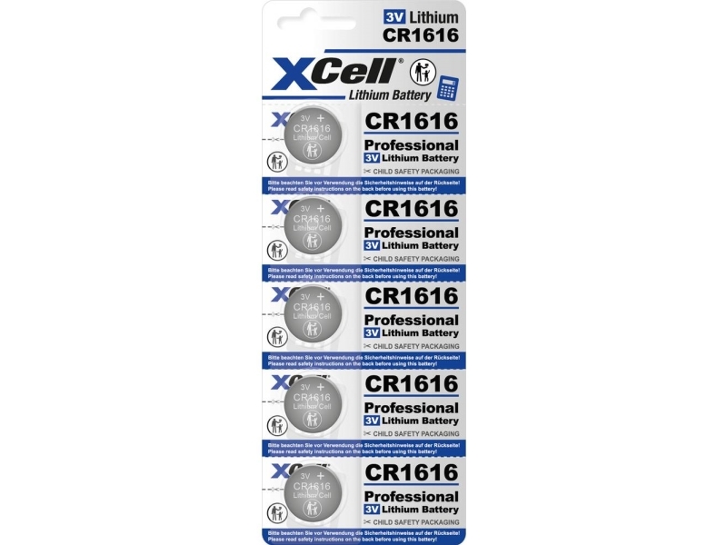 XCell Knapcellebatteri CR 1616 3 V 5 stk 50 mAh Lithium CR1616-B5