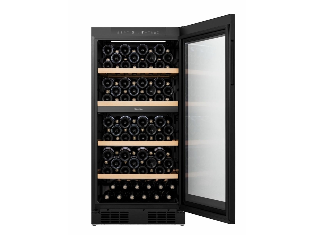 Hisense RW3N230GELF, Vinkylare med kompressor, Fristående, 108 flaska/flaskor, F, Inbyggd lampa, Svart | Vitvaror - Kyl & Frys - Vinkylar | GameStuff