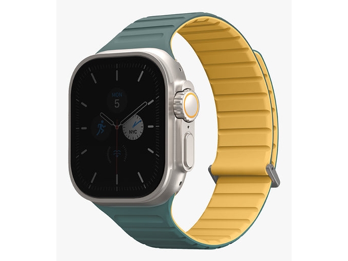 Uniq Revix Evo, Gurt, Smartwatch, Grün, Gelb, Apple, Apple Watch 49/46/45/44Mm, Silikon, Edelstahl