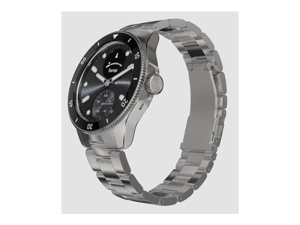 Withings Scanwatch Nova - 42 Mm - Rustfrit Stål - Hybrid-Smartwatch Med Oyster Metal-Armbånd - Metal - Display 0.63" - Monokrom - Bluetooth Le - 63 G